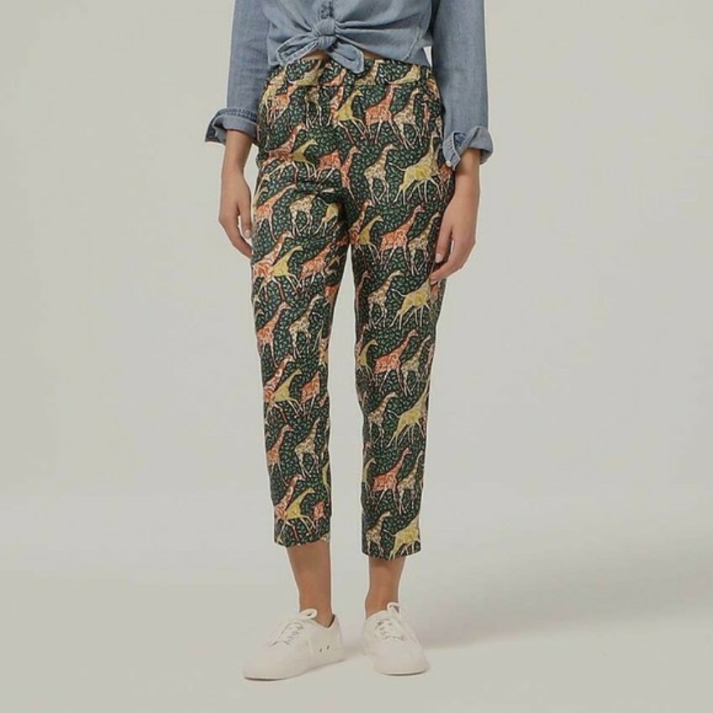 J. CREW Safari giraffe style silk pants size 4